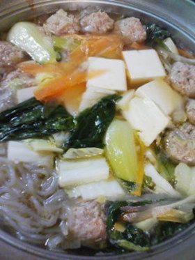 ごぼうとチンゲン菜の肉団子鍋