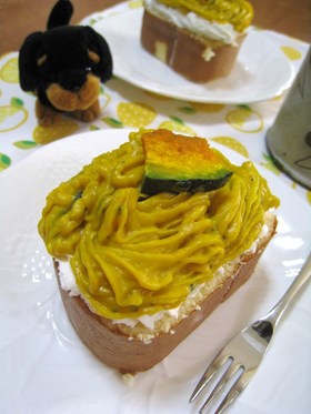 ロールケーキ使用♪かぼちゃのモンブラン♪