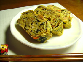 ひじきと大豆の煮物で卵焼き