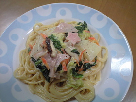 白菜の濃厚クリームパスタ