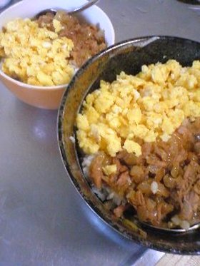 甘辛ツナそぼろと卵の二色丼