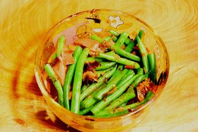 簡単お弁当のおかずインゲンのおかか和え