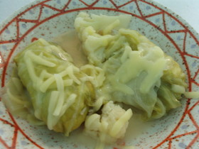 里いもの白味噌ロールキャベツ
