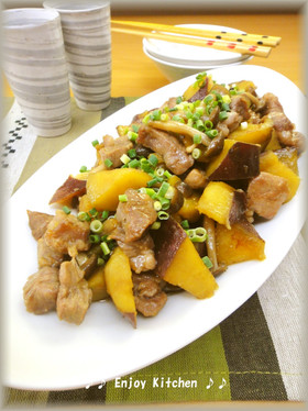 さつまいもと豚肉の甘辛煮