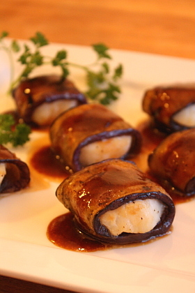 茄子巻きホタテの味噌照り焼き-アメリカ-