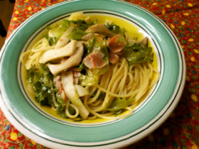 エリンギとベーコンのスパゲティ