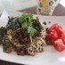 超絶☆簡単♪そうめんの肉＆きのこ炒め