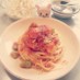 エビとそら豆のトマトソース（アラビアータ