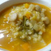 押し麦と実沢山の根菜スープ