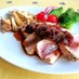 炙りサーモンの玉葱バルサミコソース